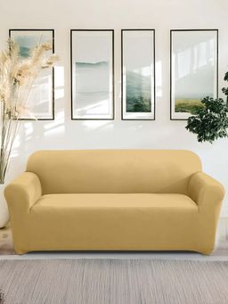 Cortina - Beige Three Seater Sofa Cover with 2 Single Seater Sofa Cover (Set Of 5)