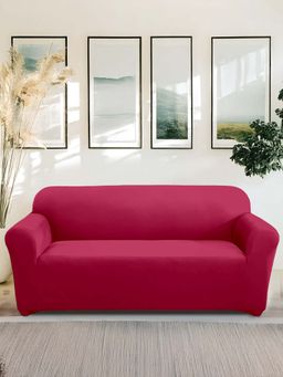 Cortina - Pink Three Seater Sofa Cover with 2 Single Seater Sofa Cover (Set Of 5)