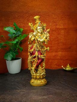 Ekhasa - Marble Dust Lord Krishna Idol with Flute