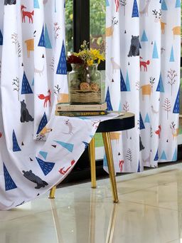 Cortina - Nil White Leaf Cotton Curtain