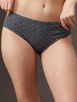 Clovia - Women Charcoal Cotton Printed Hipster Panty