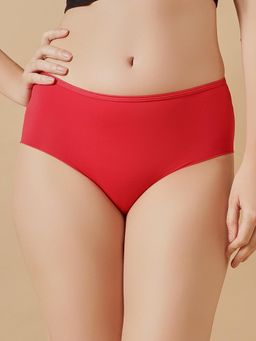 Clovia - Women Red Solid Laser-Cut Hipster Panty