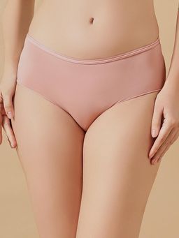 Clovia - Women Peach Solid Laser-Cut Hipster Panty