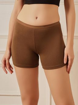 Clovia - Women Brown Solid Cotton Boyshorts