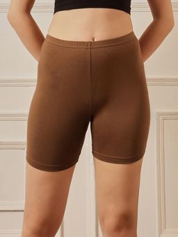 Clovia - Women Brown Solid Cotton Boyshorts