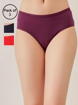 Clovia - Women Multi-Color Cotton Bikini Panties (Pack of 3)