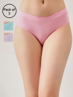 Clovia - Women Multi-Color Cotton Bikini Panties (Pack of 3)