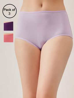 Clovia - Women Multi-Color Cotton Hipster Panties (Pack of 3)