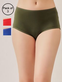 Clovia - Women Multi-Color Cotton Hipster Panties (Pack of 3)