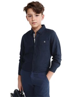 RARE ONES - Navy Blue Solid Regular Fit Shirt - Rare Ones By Rare Rabbit