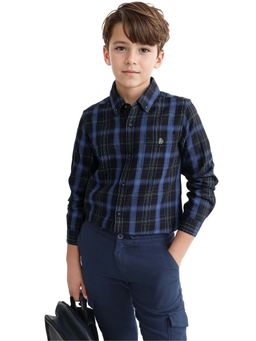 RARE ONES - Navy Blue Checks Regular Fit Shirt - Rare Ones By Rare Rabbit