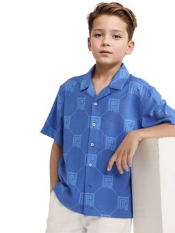 RARE ONES - Blue Printed Regular Fit Shirt - Rare Ones By Rare Rabbit