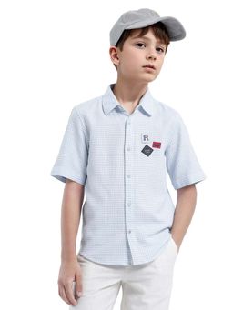 RARE ONES - Blue Textured Regular Fit Shirt - Rare Ones By Rare Rabbit