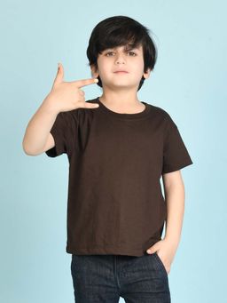 Nusyl - Brown Solid Oversized Fit T-Shirt