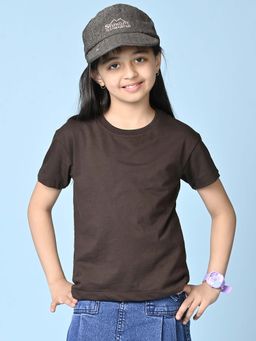 Nusyl - Brown Solid Oversized Fit T-Shirt