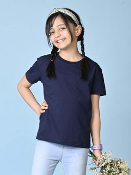 Nusyl - Navy Blue Solid Oversized Fit T-Shirt