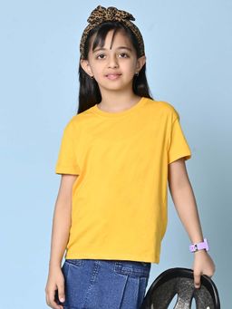 Nusyl - Yellow Solid Oversized Fit T-Shirt