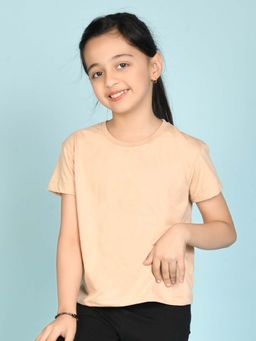 Nusyl - Beige Solid Regular Fit T-Shirt