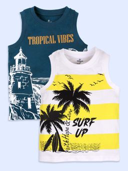 KiddoPanti - Multi-Color Printed Regular Fit T-Shirt (Pack of 2)