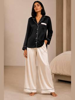 Noite Luxe - Harmony Monochrome full Sleeves Shirt and Pyjama