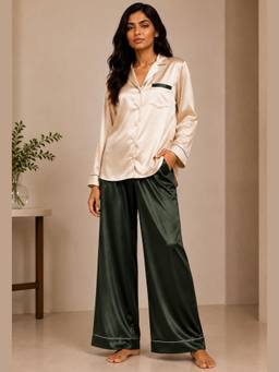 Noite Luxe - Harmony Verdant full Sleeves Shirt and Pyjama