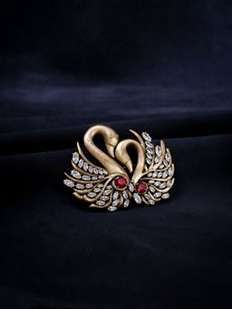 Cosa Nostraa - Antique Gold Twin Swan Brooch