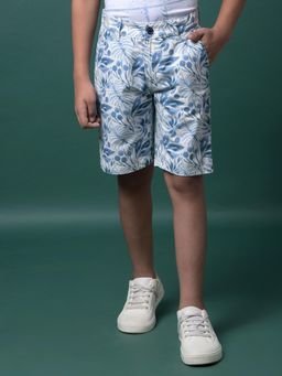 CRIMSOUNE CLUB - Boy's Blue Floral Print 100% Cotton Shorts