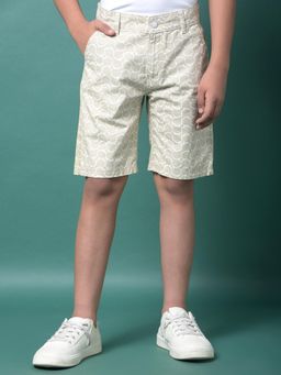 CRIMSOUNE CLUB - Boy's Olive Printed 100% Cotton Shorts