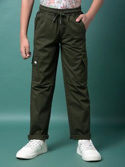 CRIMSOUNE CLUB - Boy's Olive 100% Cotton Cargo Trousers