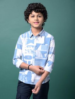 CRIMSOUNE CLUB - Boy's Blue Printed Shirt