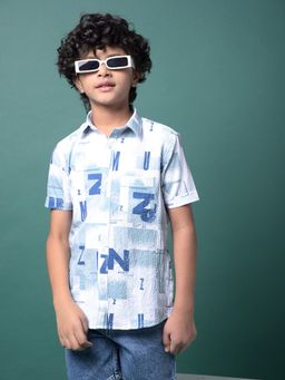 CRIMSOUNE CLUB - Boy's Green Typographic Printed Shirt
