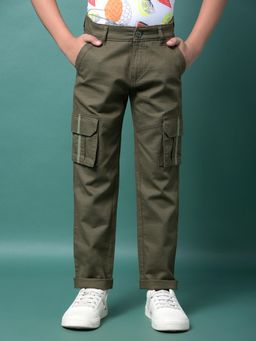 CRIMSOUNE CLUB - Boy's Olive 100% Cotton Cargo Trousers