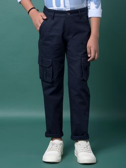 CRIMSOUNE CLUB - Boy's Navy Blue 100% Cotton Cargo Trousers