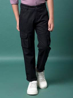 CRIMSOUNE CLUB - Boy's Black 100% Cotton Cargo Trousers