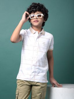 CRIMSOUNE CLUB - Boy's Beige Printed Polo Neck T-Shirt