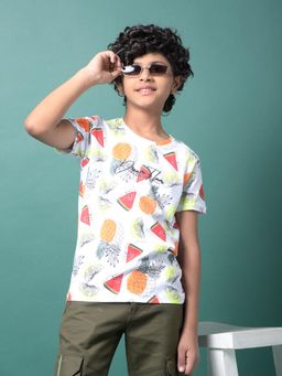 CRIMSOUNE CLUB - Boy's White Printed T-Shirt