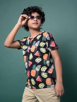 CRIMSOUNE CLUB - Boy's Navy Blue Printed T-Shirt