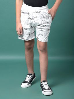 CRIMSOUNE CLUB - Boy's White Typographic Print Shorts