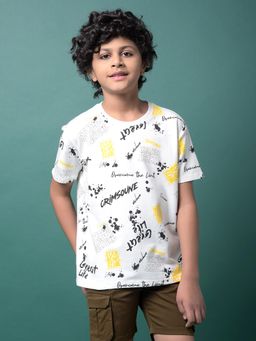 CRIMSOUNE CLUB - Boy's White Typography T-Shirt