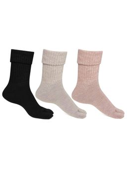 Bonjour - Women Multicolored Woolen Thumb Socks -Pack of 3