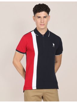 U.S. POLO ASSN. - Colour Block Zipper Polo Shirt
