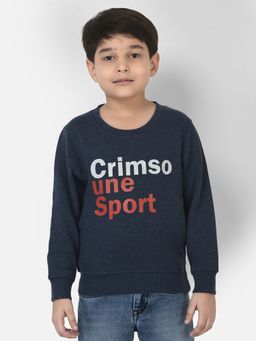 CRIMSOUNE CLUB - Boy Navy Blue Logo-block Sweatshirt In Pullover Style