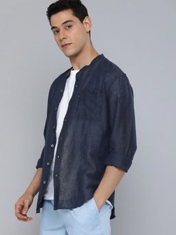 Levi's - Men Navy Blue Mandarin Collar Shirt