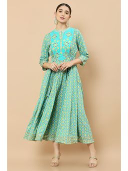 Soch - Women Blue Cotton Printed Kurta