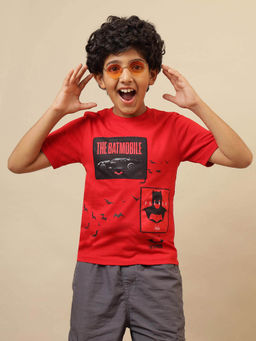 Kidsville - Red Official Batman Printed Regular Fit T-Shirt