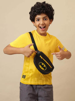 Kidsville - Yellow Official Batman Printed Regular Fit Pouch Bag T-Shirt