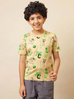 Kidsville - Beige Official Minecraft Printed Regular Fit T-Shirt