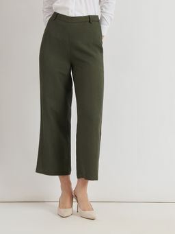 FableStreet - Olive Linen Mid Rise Culottes
