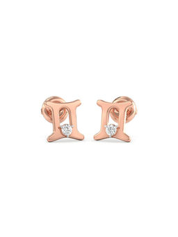 Candere by Kalyan Jewellers - 14K Rose Gold and Diamond Gemini Stud Earring for Women