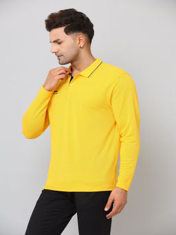 Shiv Naresh - Yellow Solid Fitted Fit Polo T-Shirt